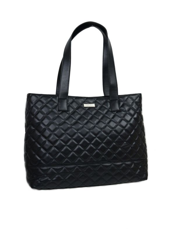 Anne Quilted Black Large Tote